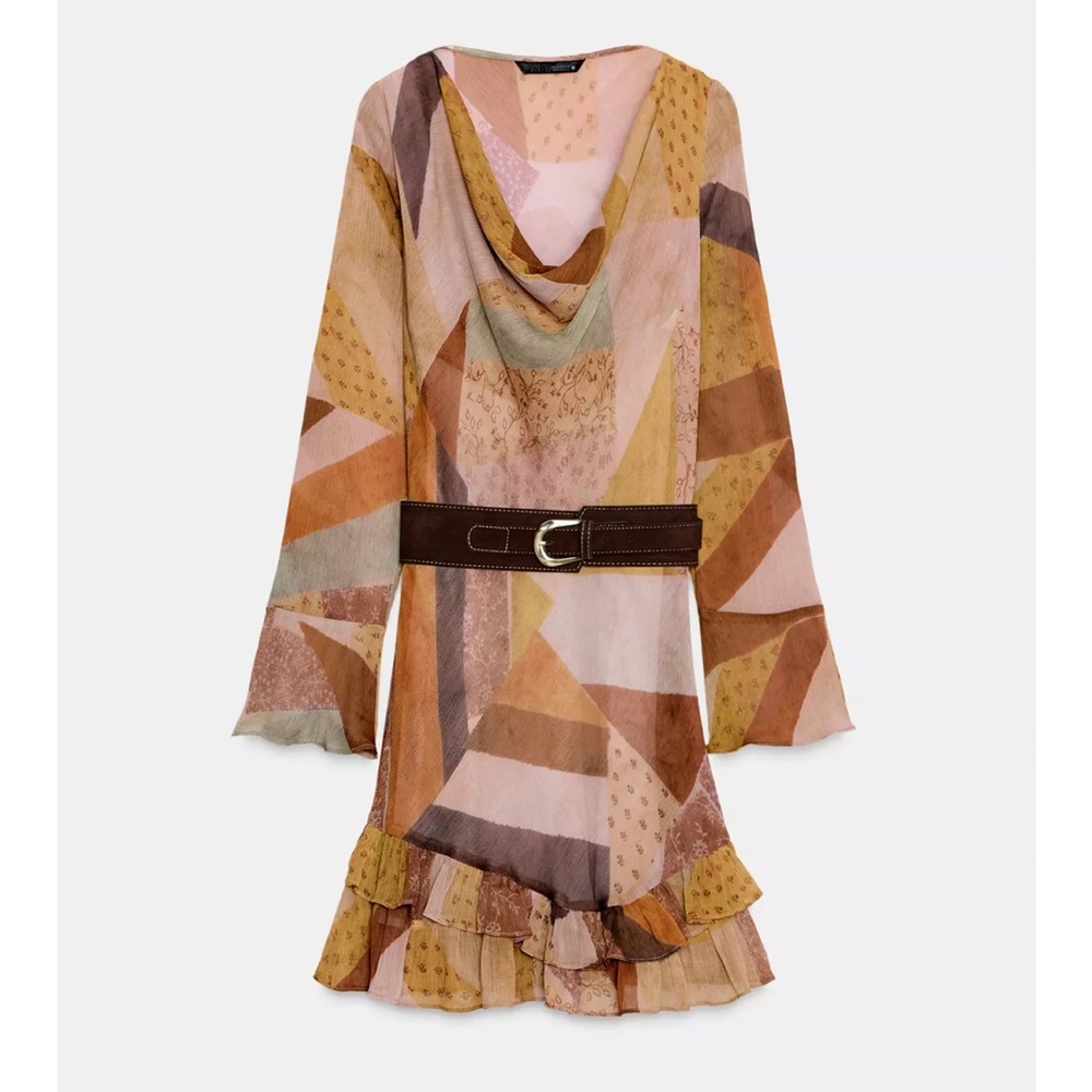 Zara Multicolor Patchwork Mini Dress - Picture 6 of 9